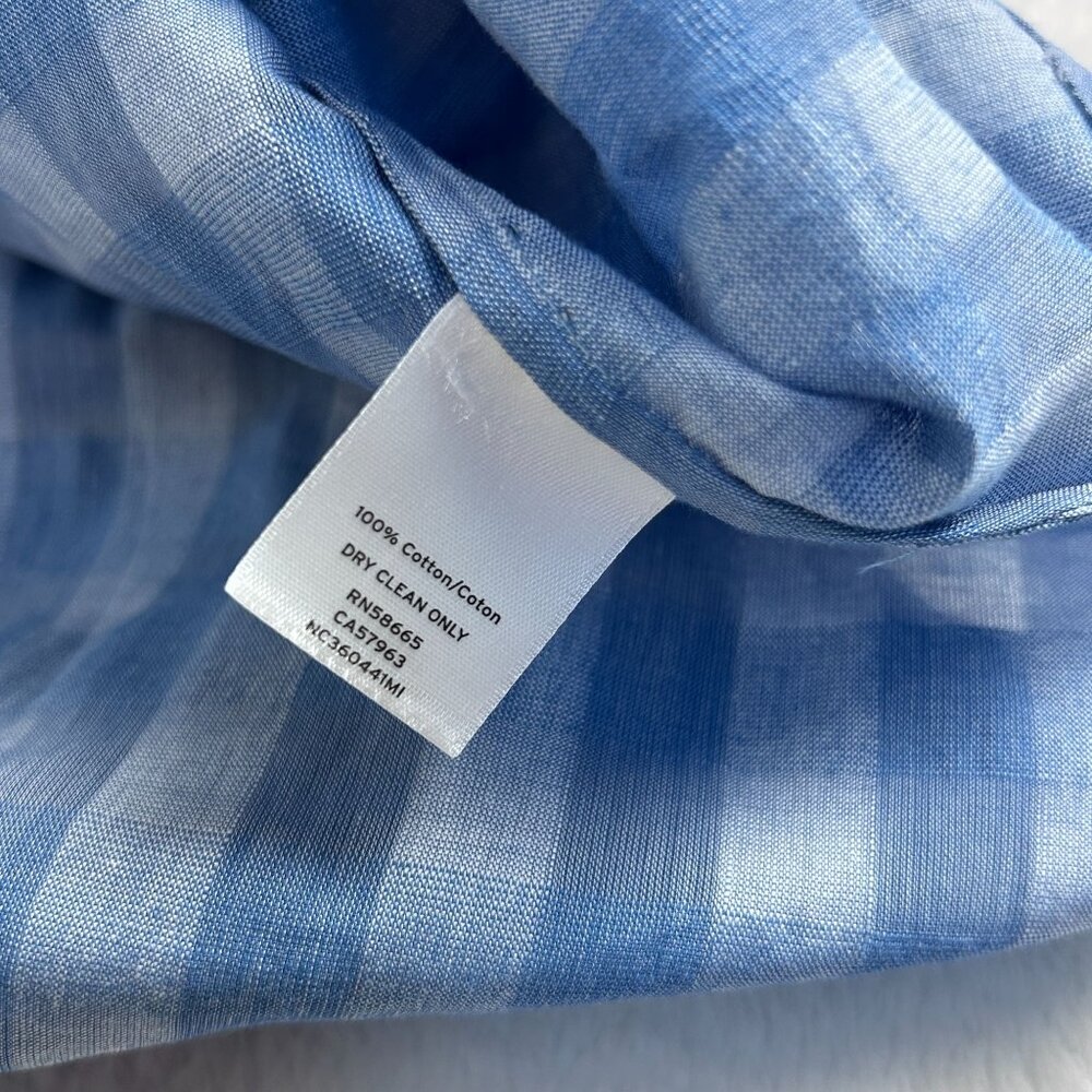 Nordstrom Collection Mens Blue Checkered Button-Up Shirt XL Long Sleeve Cotton - Picture 4 of 7